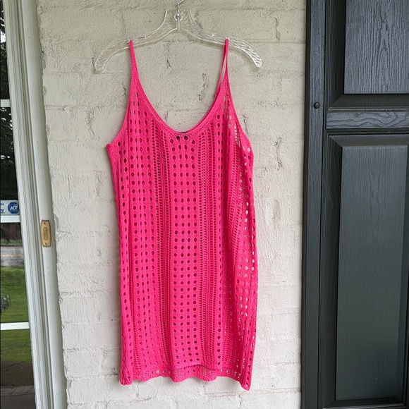SHEIN Pink Crochet Slip-Style Swimsuit Cover Up Size Medium - Picture 4 of 10